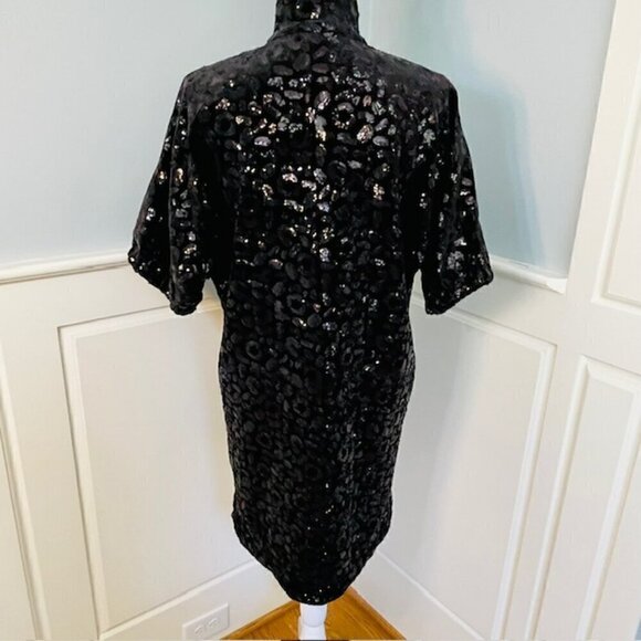 Emily McCarthy Poppy Tunic Dress Black Metallic Cheetah XS - Picture 7 of 13
